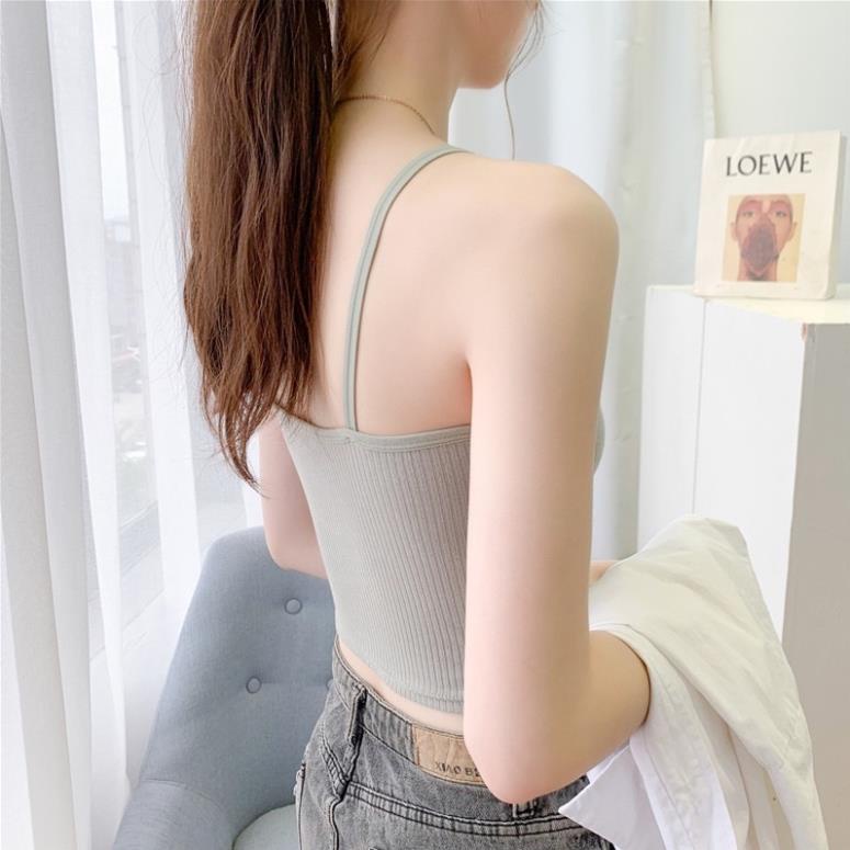 ❤️ Áo Bra Cotton Đính Khuy Mềm Dáng Lửng , Sẵn Đệm Ngực Siêu Hot Softie 6365 ❤️