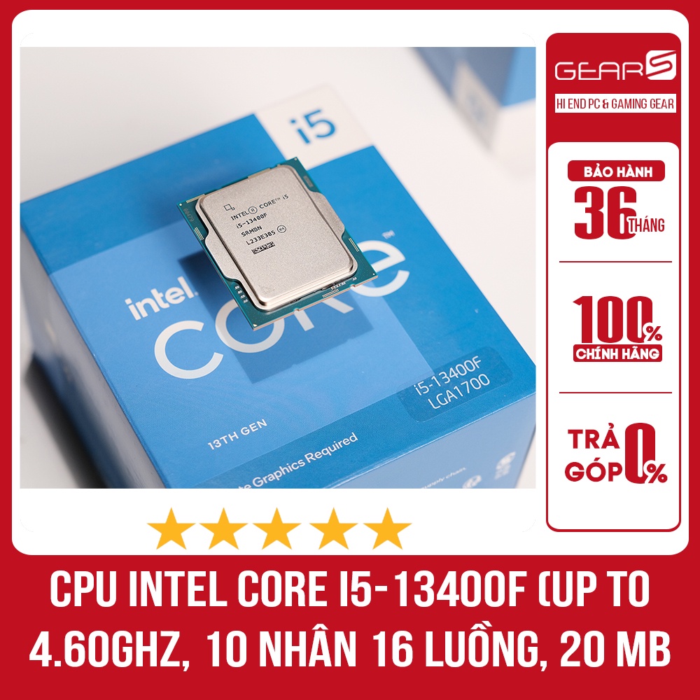 CPU Intel Core i5-13400F Up To 4.60GHz, 10 Nhân 16 Luồng, 20 MB Cache, LGA