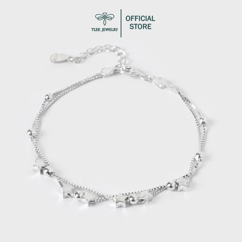 Lắc chân bạc nữ TLEE sợi kép ngôi sao lấp lánh TleeJewelry LC0102