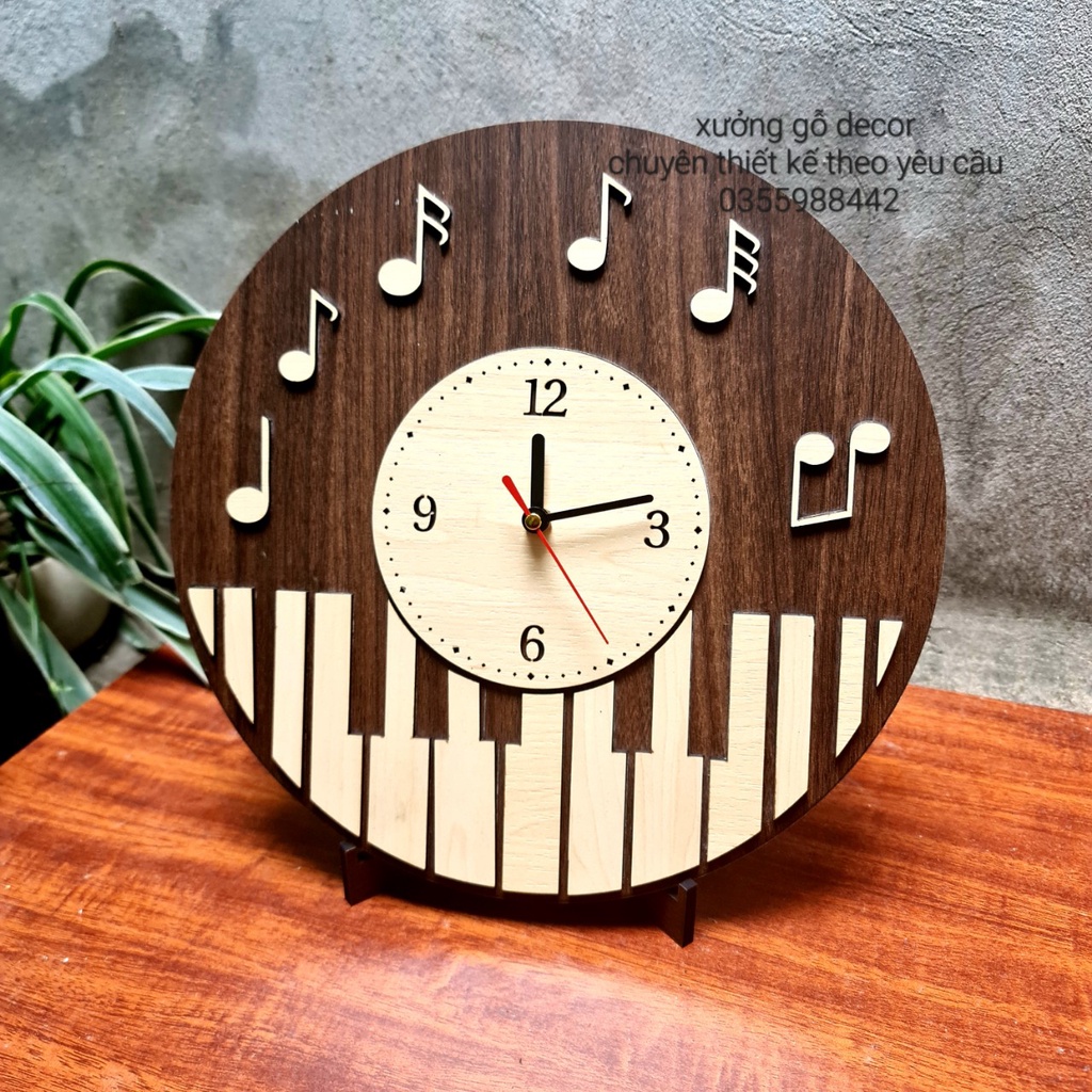 Đồng Hồ Treo Tường Trang Trí Hình Đàn Piano Độc Đáo