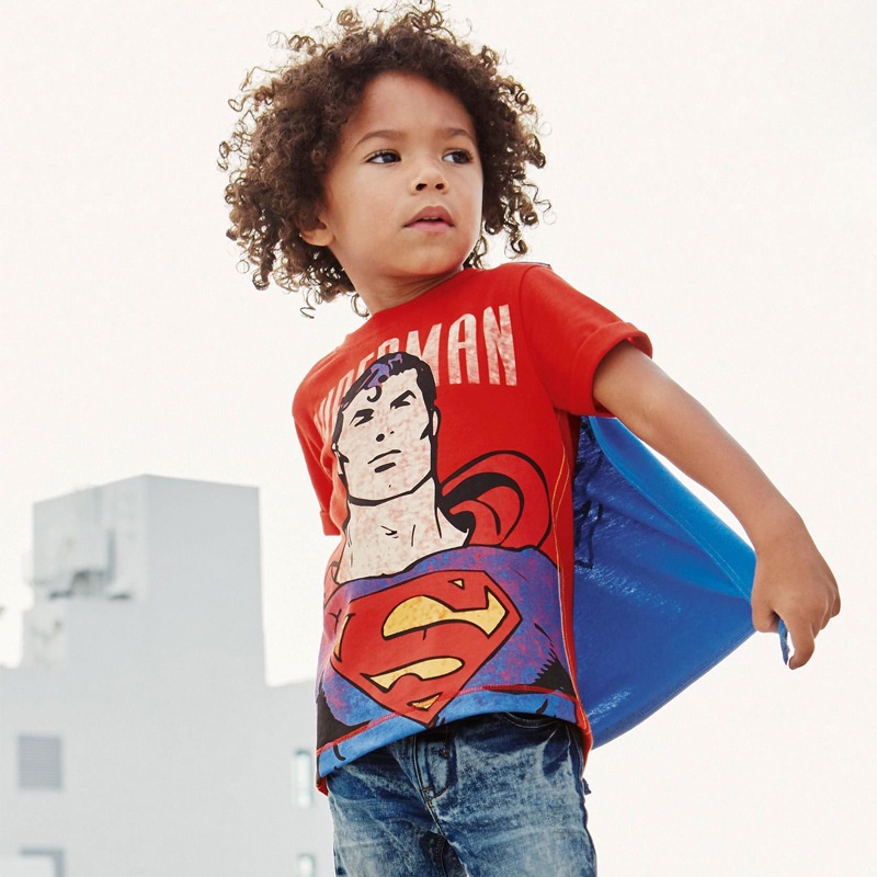 Áo thun bé trai siêu nhân người dơi DINOKING Áo phông trẻ em ngắn tay tặng kèm áo choàng chất cotton hè cho bé AT21