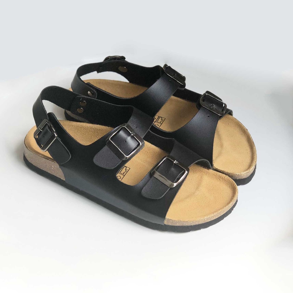 Giày dép đế trấu quai ngang 2 khoá nam nữ Detaunisex thời trang Birken công sở - màu Bò - SATA21B