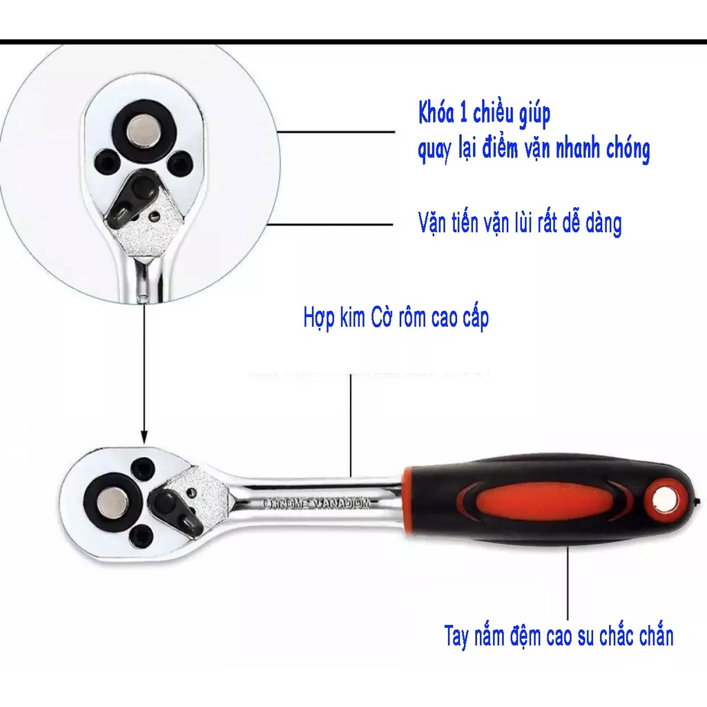 Bộ dụng cụ mở bu lông ốc vít, sửa chữa ô tô xe máy, đa năng 46 chi tiết