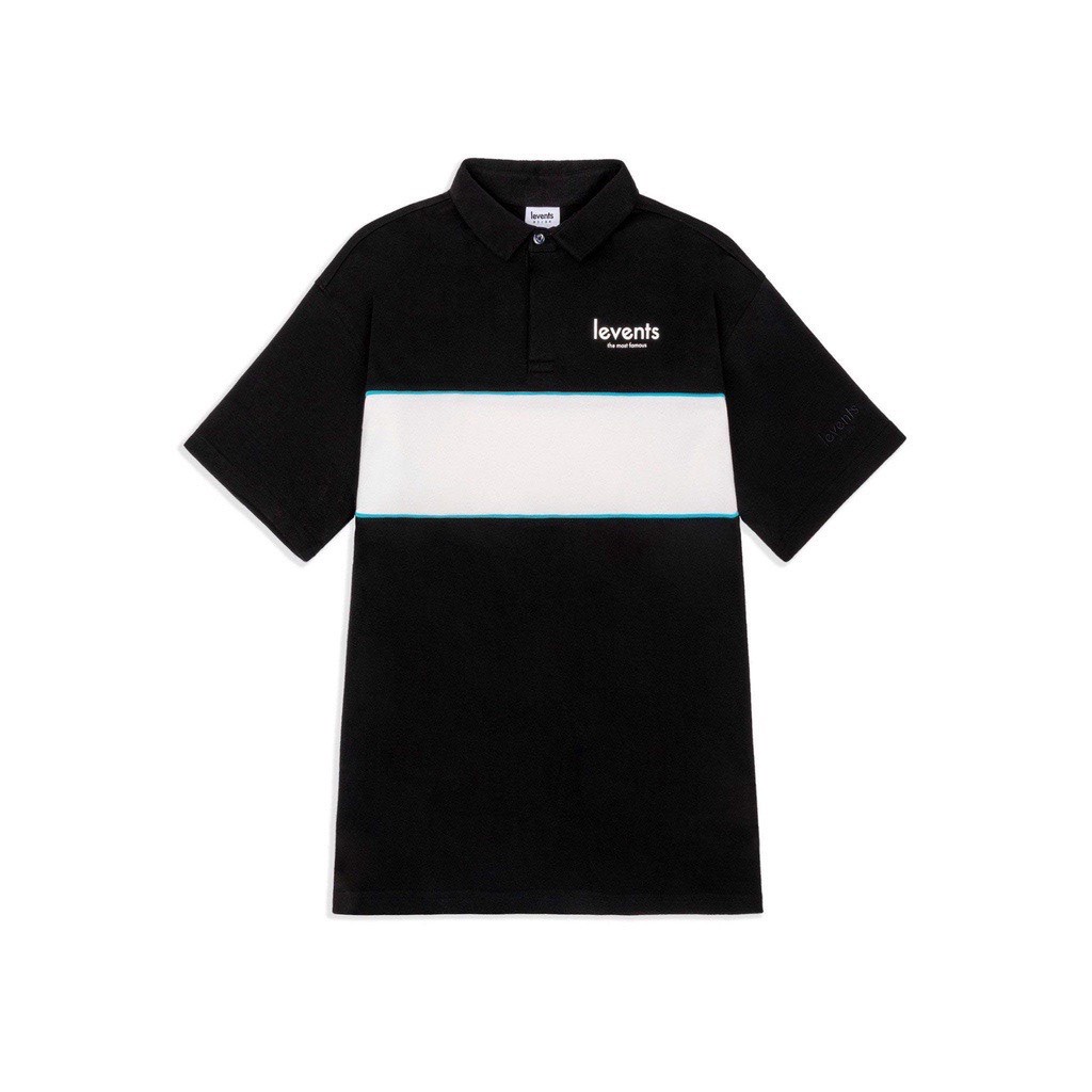 Áo Polo Levents Stripe Black Nam Nữ , Polo Tay Lỡ Local brand