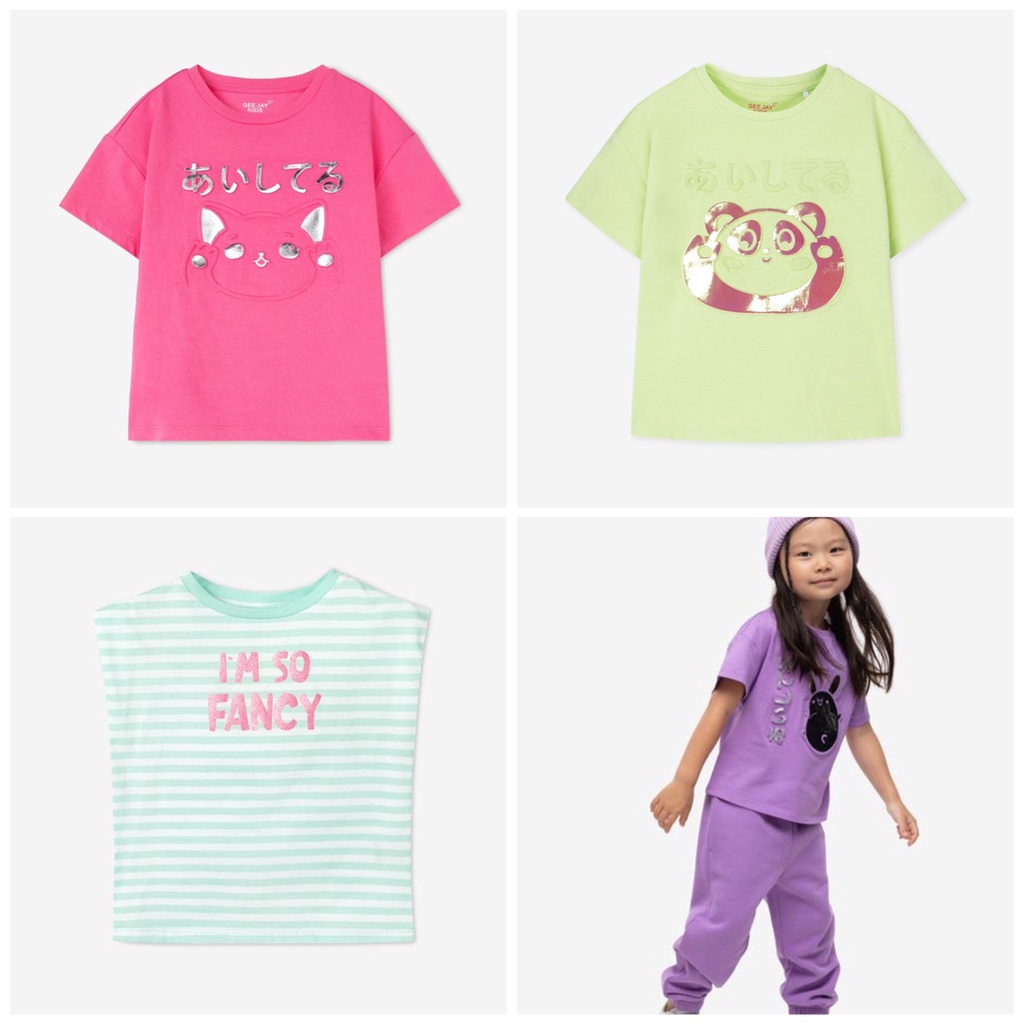P229 Áo thun bé gái ngắn tay 100% cotton hình dập nổi hàng VNXK dư xịn GeeJ hàng xuất Nga đang on web