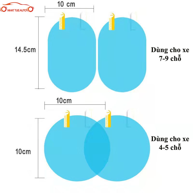 MIẾNG DÁN CHỐNG BÁM NƯỚC GƯƠNG Ô TÔ, MIẾNG DÁN GƯƠNG ĐỦ BỘ, CHỐNG SƯƠNG MÙ, MƯA, NƯỚC BẮN...
