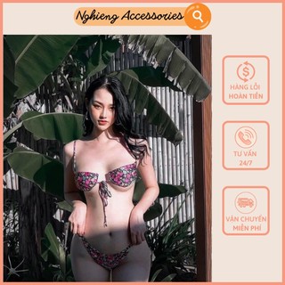 Set bikini 2 mảnh hoa nhí Mai Phương Bùi kèm khăn choàng xinh xắn