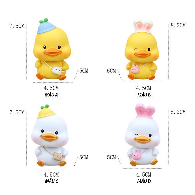 Set mô hình 4 vịt con Ô DECOR, tượng vịt con decor mini để bàn màu vàng full biểu cảm đáng yêu dễ thương cute
