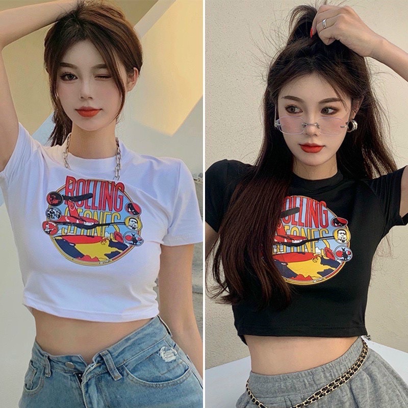 Áo Croptop lụa In chữ siêu Hot