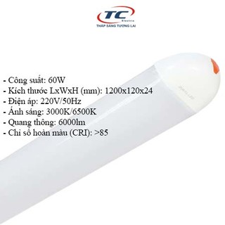 Đèn máng led ốp trần 180 độ 60w duhal