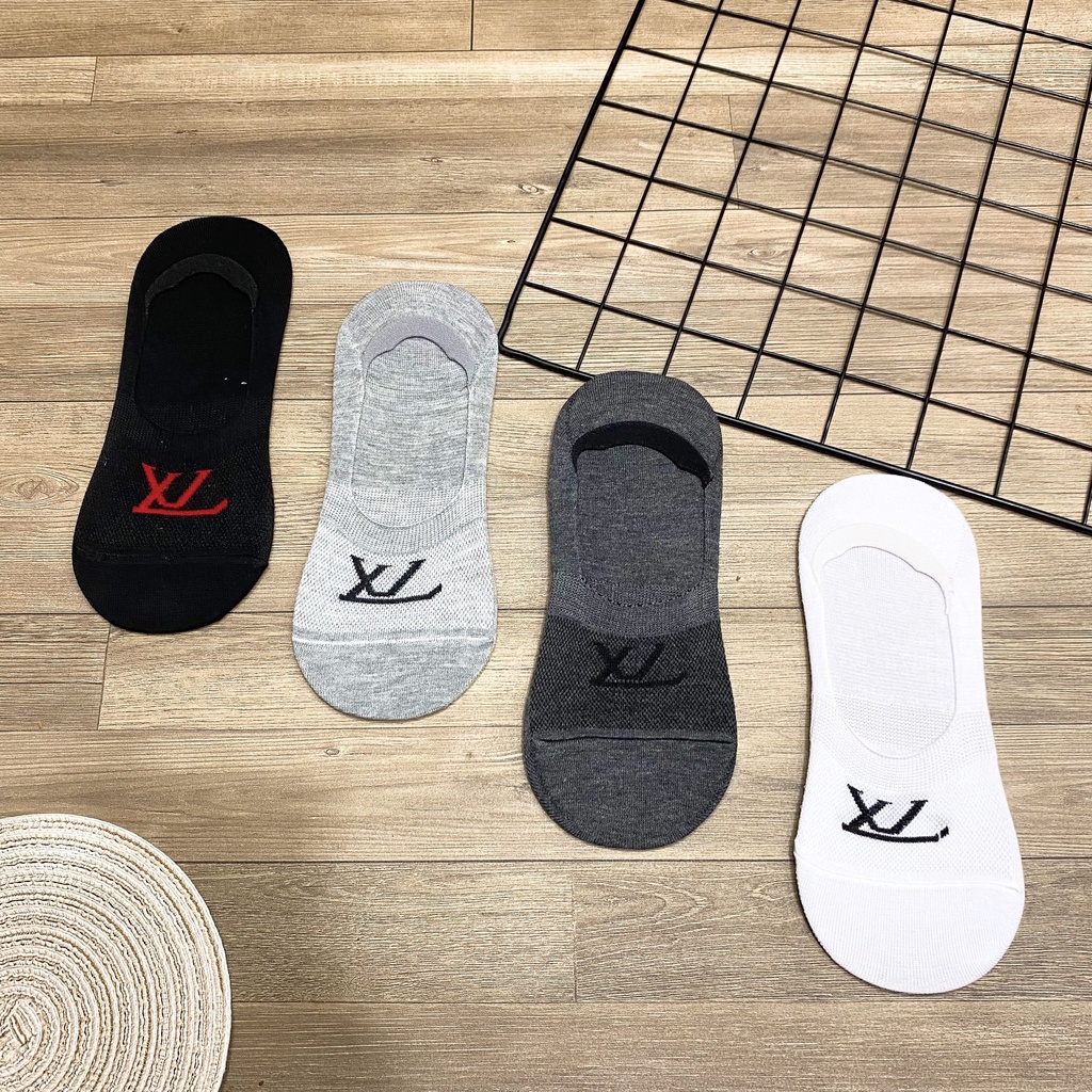 Tất lười nam, tất vô hình, tất nam cố thấp chống trượt phối chữ thời trang - TV17