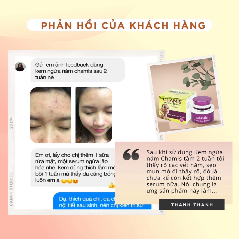 Kem dưỡng Trắng Da COLLAGEN - Ngừa lão hóa, tàn nhang - Giúp Phục Hồi, Ngừa Thâm Nám - CHAMIS 15g