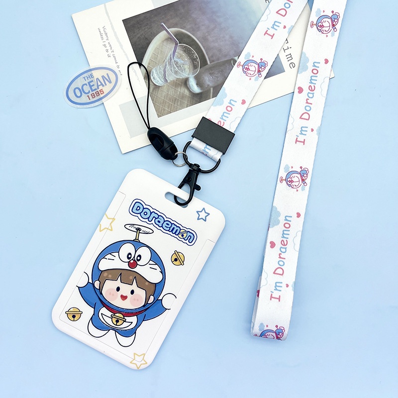 Dây đeo thẻ dọc dành cho học sinh, sinh viên, nhân viên họa tiết hoạt hình Doraemon dễ thương