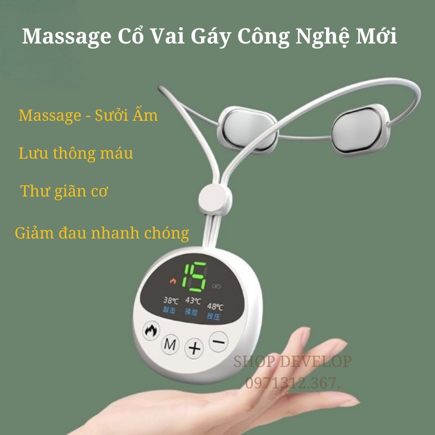 🔥Máy Massage Cổ Vai Gáy Chườm Nóng,Máy Massage Xung Điện Develop Công Nghệ Xung Kép Giúp Giảm Đau Nhức hiệu quả.