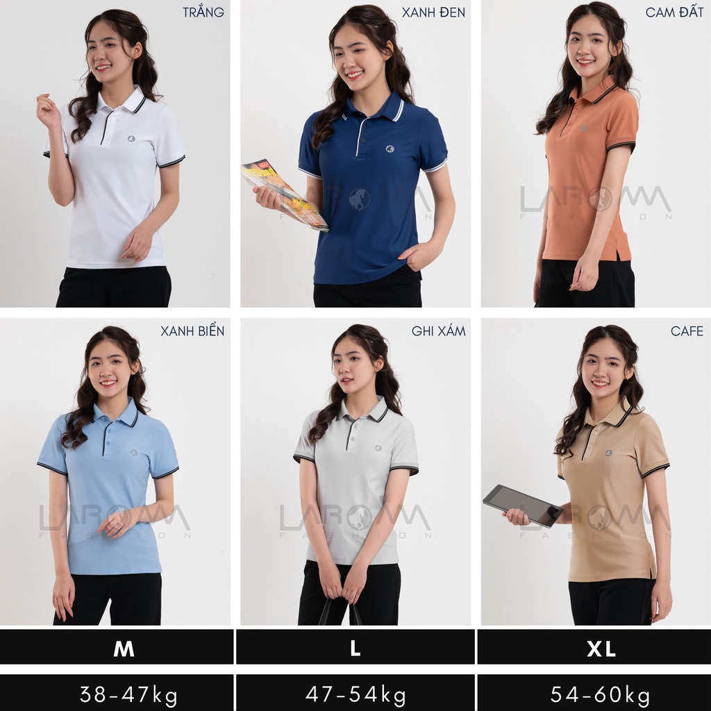 LAROMA Áo polo nữ phối kẻ | Vải Coolmax làm mát