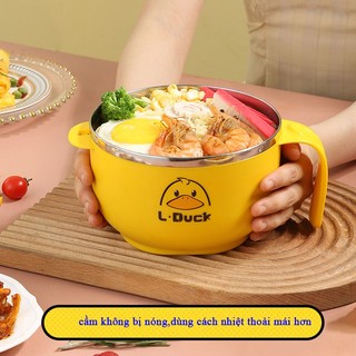 Ca ăn mì lòng inox có nắp đậy Vịt Vàng cute