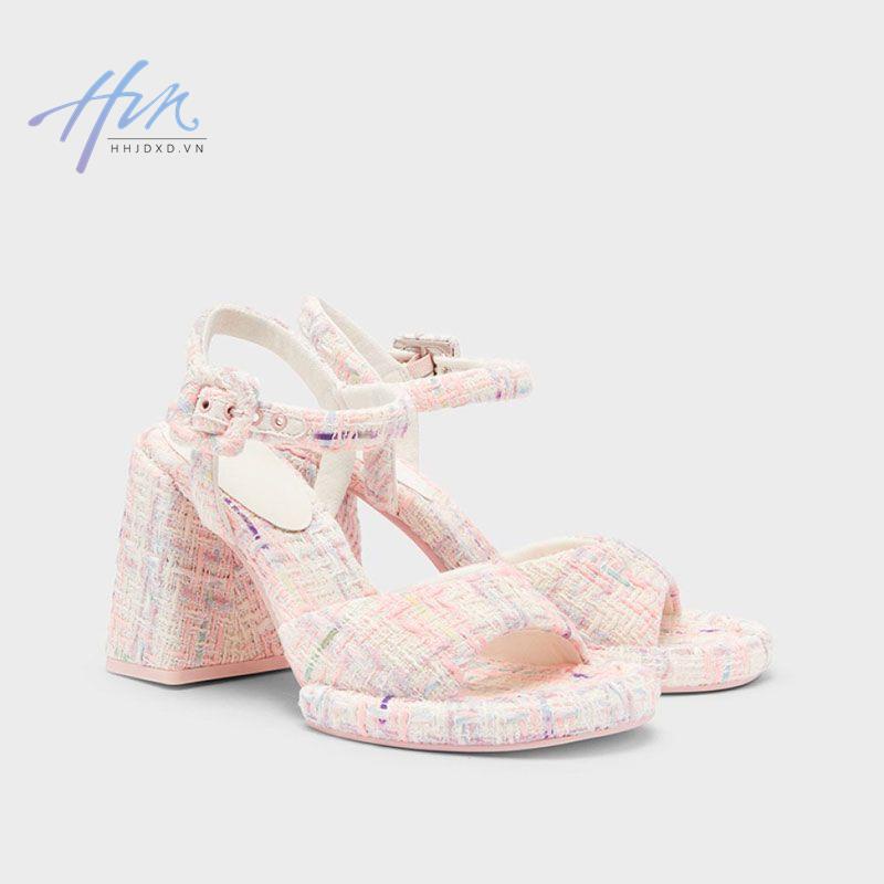 Giày Sandal Cao Gót Hở Ngón Phối Khóa Cài Đơn Giản Thời Trang Dành Cho Nữ