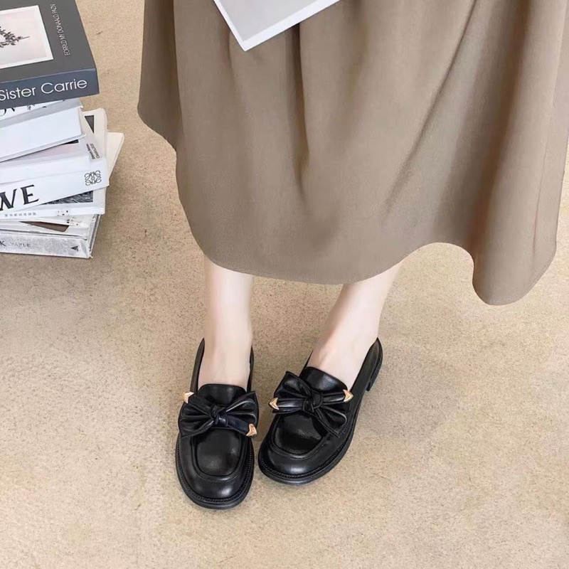 Giày moca nơ da mềm - Bunny Shoes