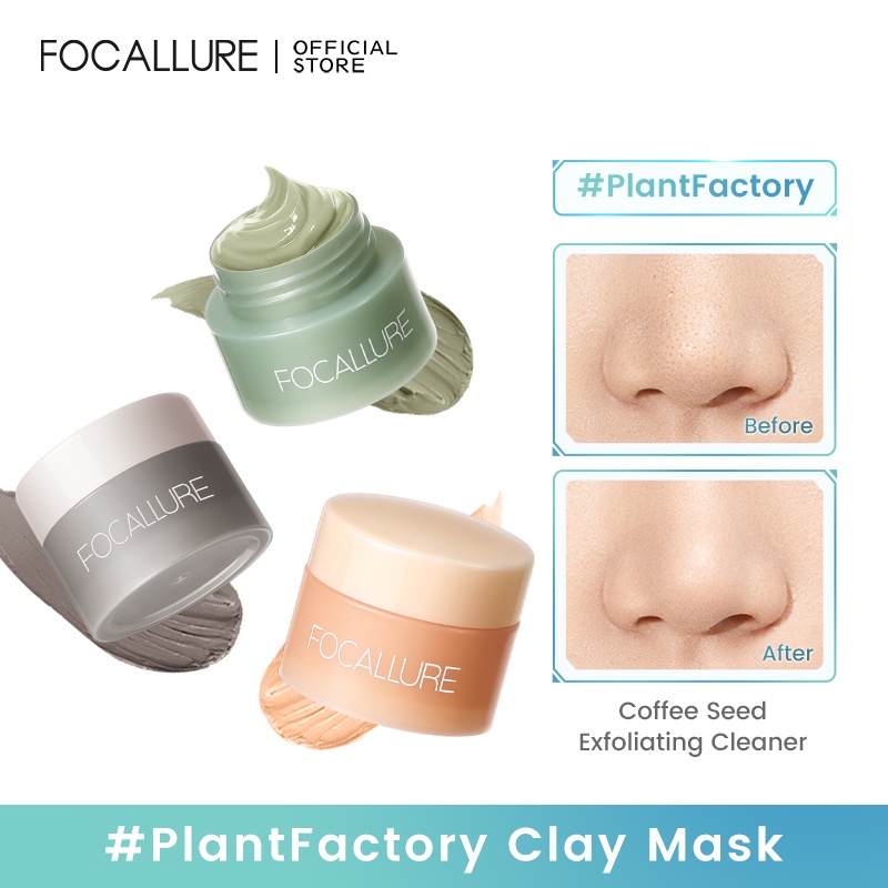 Mặt nạ đất sét FOCALLURE làm sạch lỗ chân lông, sáng da và loại bỏ mụn đầu đen hiệu quả