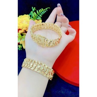 Lắc tay nữ kiểu xích chạm hình tim mạ vàng 18 cao cấp khoá y hình