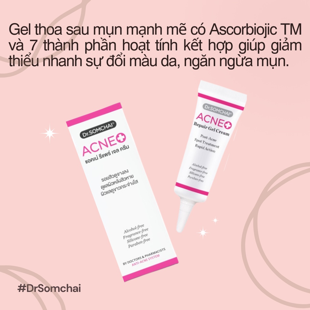 Kem phục hồi da sau mụn DR. SOMCHAI ACNE REPAIR GEL giúp mờ sẹo, vết thâm mụn, ngăn mụn quay trở lại 3g