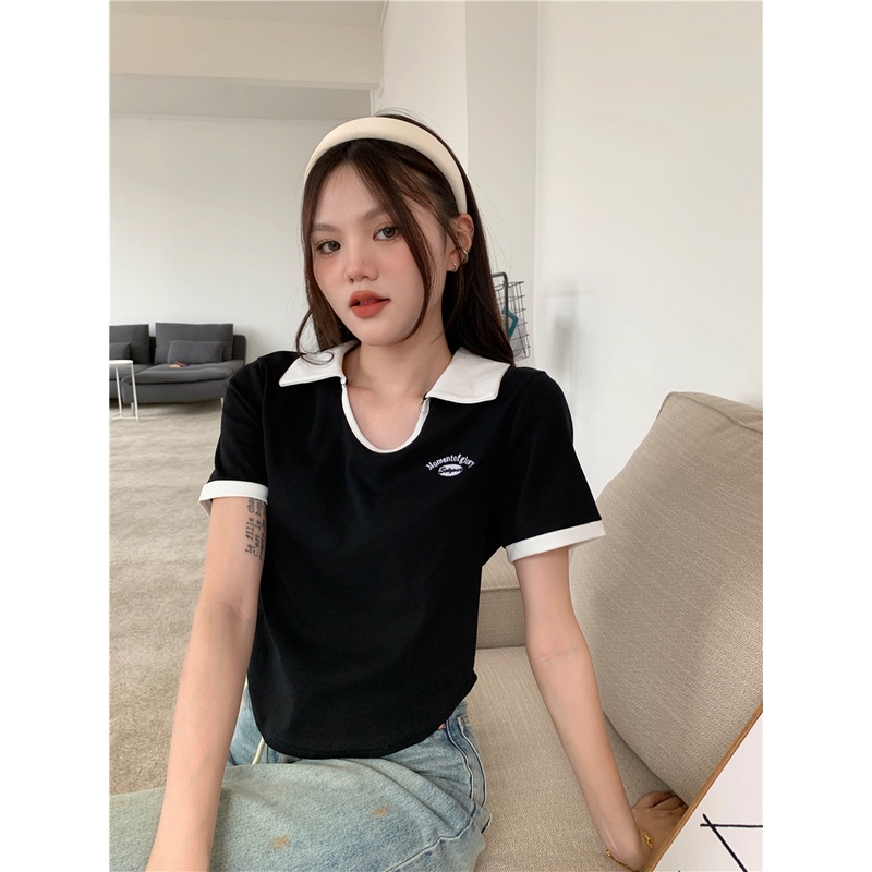 Áo polo Ngắn Tay Thời Trang Hàn Quốc 2023 Cho Nữ