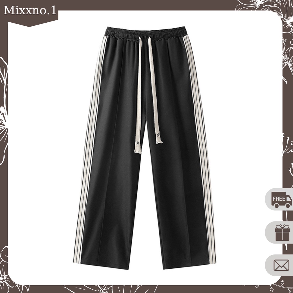 Quần Dài Nam Ống Rộng Họa Tiết Sọc Kẻ Phong Cách Thể Thao Năng Động Thời Trang Mixxno1 QUAN NAM 140V2