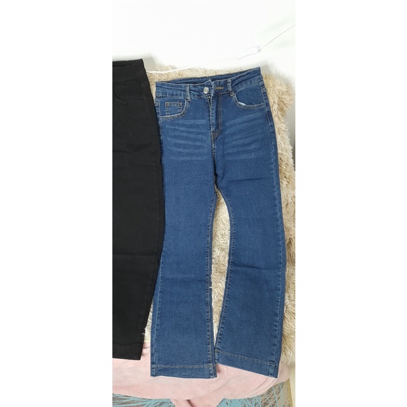 Quần bò ống rộng quần jean bò ống suông jeans nữ cạp cao ống đứng co dãn Bazic Ulzzang -Minxy shop