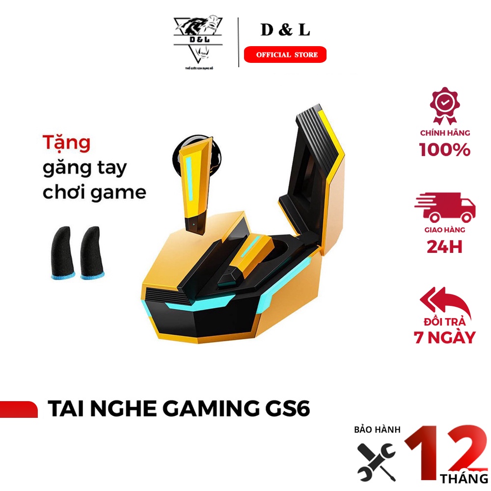 Tai Nghe Gaming Bluetooth GS6 Pro,Tai Nghe Bluetooth - Thiết Kế Cực Ngầu - Độ Trễ Cực Thấp - Có Mic - Âm Bass Hay