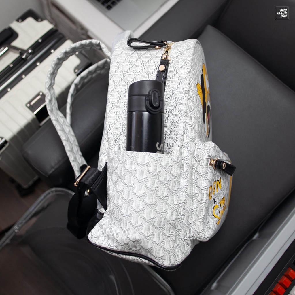 Balô Đi Học Thời Trang, Balo Du Lịch, Đi Chơi Chất Liệu Da PU Chống Thấm Cực Tốt Edmond Masion QSN The Simpsons