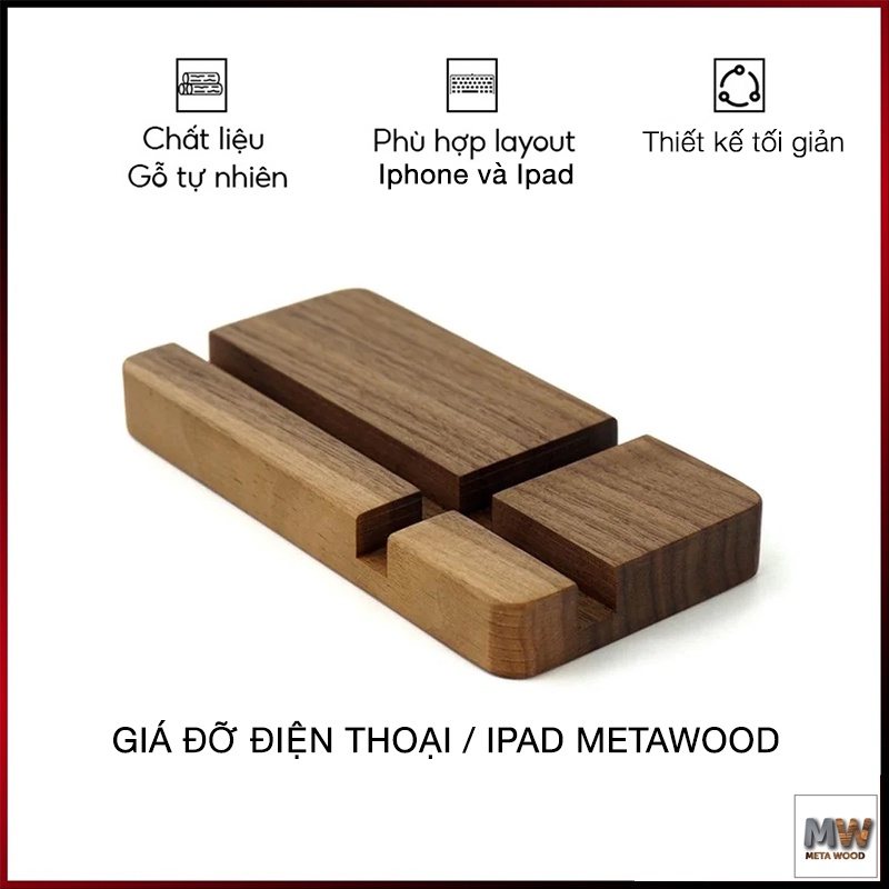 Giá đỡ điện thoại bằng gỗ Muồng Đen, Giá đỡ điện thoại ngang và dọc siêu tiện lợi từ MetaWood