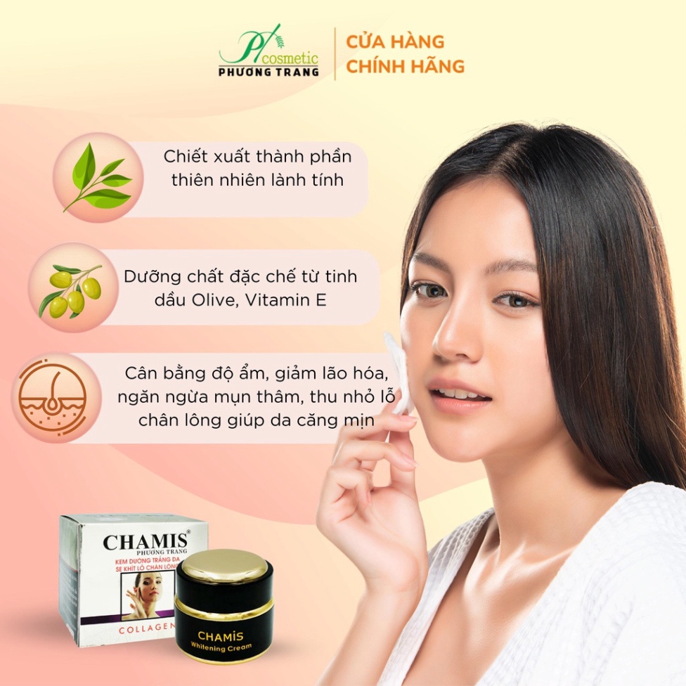 KEM DƯỠNG TRẮNG DA COLLAGEN CHAMIS - THU NHỎ LỖ CHÂN LÔNG VÀ LÀM MỊN DA