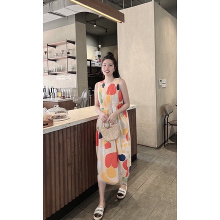 Váy hoa ly xếp thô ba lỗ