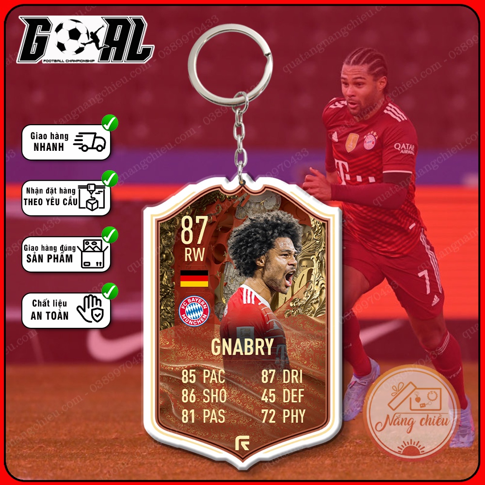 Phụ kiện treo balo, móc khóa gaming- Móc khóa cầu thủ Serge David Gnabry- Cầu thủ được yêu thích nhất[11861-11864]