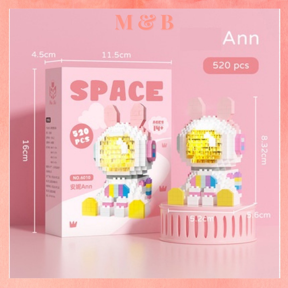 Đồ Chơi Lắp Ráp Mô Hình Thỏ Phi Hành Gia Andy, Annie Đèn Led Sẵn Pin Full Box 3D linda bell, stella lou, geltoni, duffy