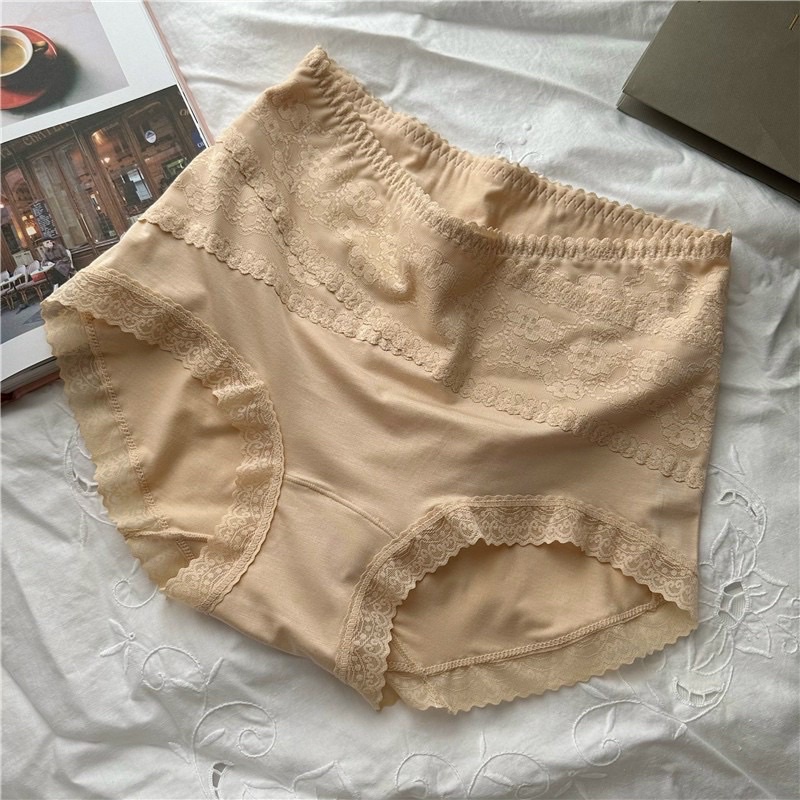 Quần Lót Cotton Cạp Cao Ren Ôm Bụng Định Hình Vòng 3, Thoáng Mát, Kháng Khuẩn Chống Viễm Nhiễm