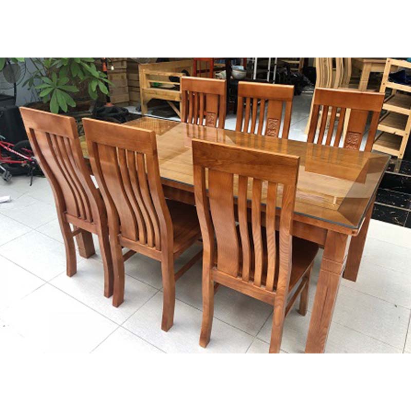 Bộ Bàn Ăn Gỗ Sồi Khuôn tranh 6 ghế cao cấp ( FREESHIP 60 KM )