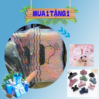 Thun buộc tóc nhiều màu loại trơn 500 sợi chắc chắc tặng túi zipper