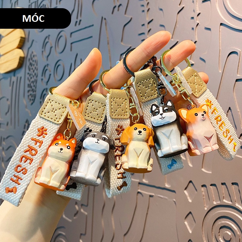 Móc khóa bộ 5 chú chó - cún dễ thương