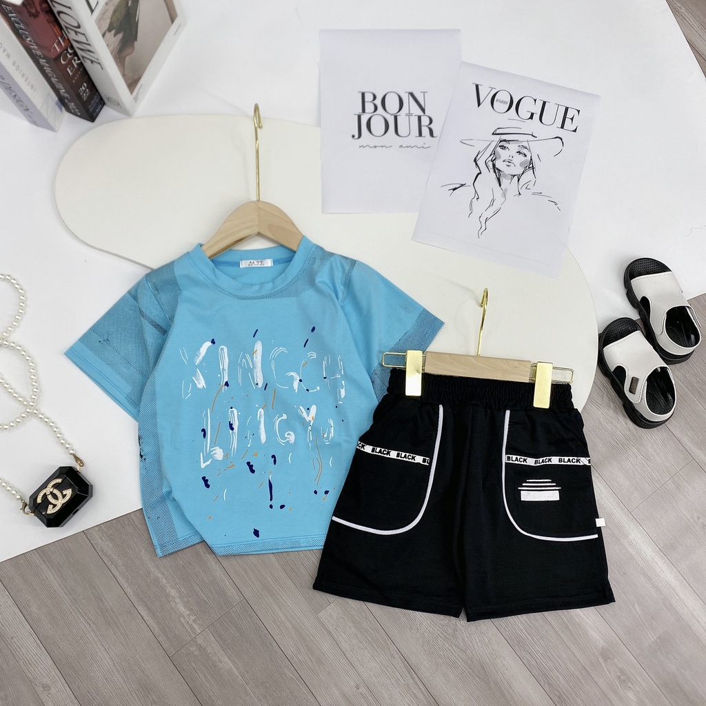 Bộ quần áo hè "King" 13-48kg cho bé trai 4-14 tuổi. Năng động - Thấm hút mồ hôi. Hàng may kỹ. B57