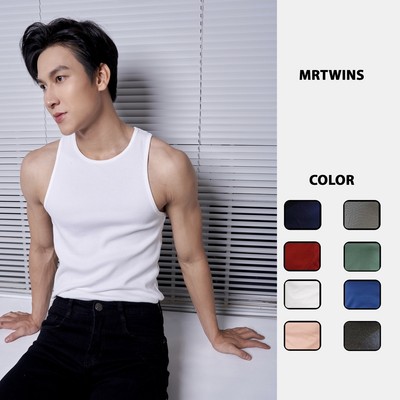 Áo Thun Ba Lỗ Tank Top Nam Cổ Tròn Nhiều Màu Vải Cotton Tăm Gân Đi Gym Thương Hiệu Mr Twins