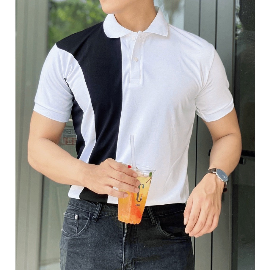 Áo Thun Nam Vải Cotton Mịn Mát Tay Ngắn Cổ Bẻ  2 MàuThanh Lịch NEW UNISEX