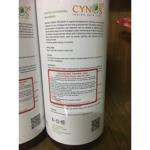 Dầu gội xả cynos hương thơm nước hoa chống gàu phục hồi tóc 1000ml