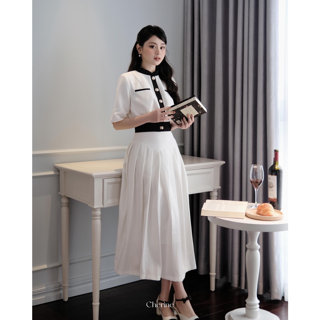 Chân váy FIONA SKIRT - Chân váy dáng xếp ly dài thanh lịch, thiết kế trẻ trung trendy by Cherine