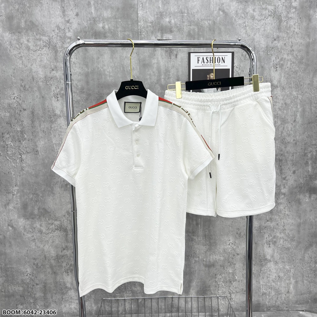 🔥Hot🔥Bộ Gucci vân nổi áo polo thiết kế hot trend Nam nữ New 2023