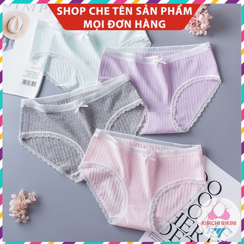 nội y nữ viền ren phối lưới siêu cute KIMCHIBIKINI quần xip nữ thoáng mát mềm mại dễ thương QL085
