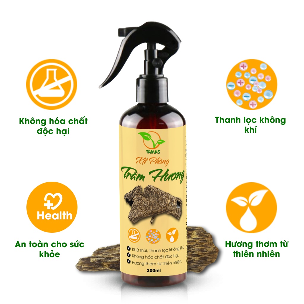 Xịt phòng Trầm Hương chai 300ml, hương thơm quyến rũ, thư giãn tinh thần, an thần, giải tỏa stress,...