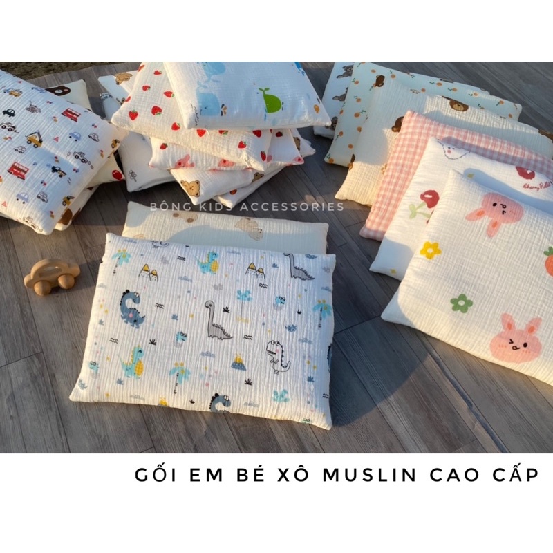Gối em bé XÔ MUSLIN siêu thấm hút mồ hôi tốt 30*40cm