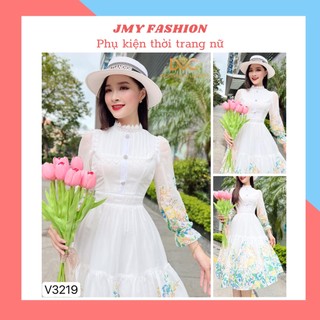 V3219, VC17 Set váy voan hoa cho mẹ và bé gái [kèm video SP] váy trắng hoa nhí dài tay - DVC&ACC