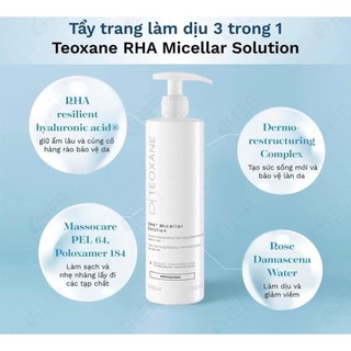 Tẩy trang Teoxane RHA Micellar Solution (200ml,400ml) hàng công ty date mới